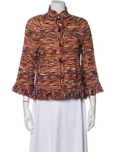 Pre-owned St John Tweed Pattern Jacket In Multi