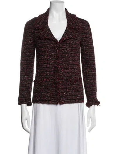 Pre-owned St John Tweed Pattern Jacket In Multi