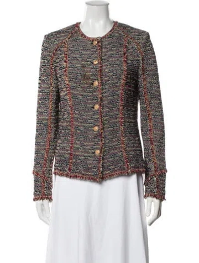 Pre-owned St John Tweed Pattern Jacket In Multi