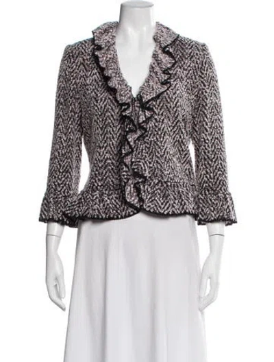 Pre-owned St John Tweed Pattern Jacket In Multicolor