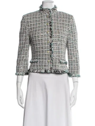 Pre-owned St John Tweed Pattern Jacket In Multicolor