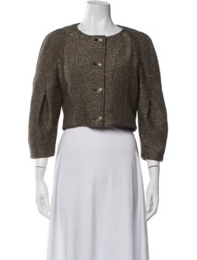 Pre-owned St John Tweed Pattern Jacket In Multicolor