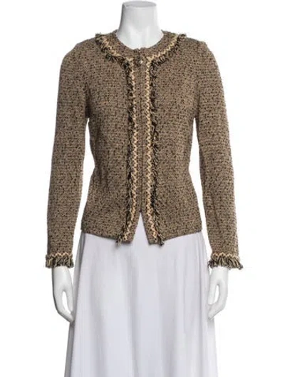 Pre-owned St John Tweed Pattern Jacket In Multicolor