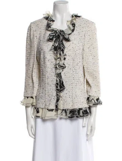 Pre-owned St John Tweed Pattern Jacket In Neutral