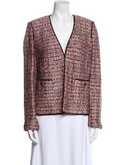 Pre-owned St John Tweed Pattern Jacket In Neutral