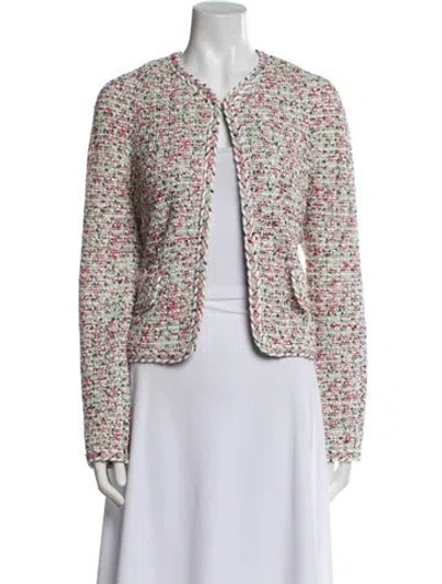Pre-owned St John Tweed Pattern Jacket In Neutral
