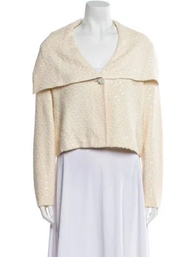 Pre-owned St John Tweed Pattern Jacket In Neutral