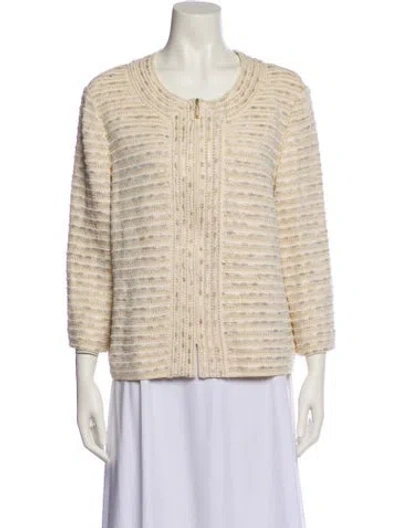 Pre-owned St John Tweed Pattern Jacket In Neutral