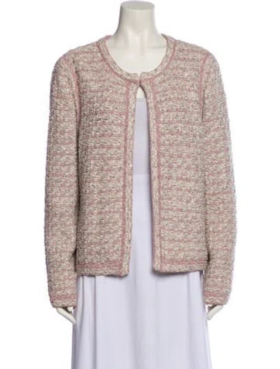 Pre-owned St John Tweed Pattern Jacket In Neutral