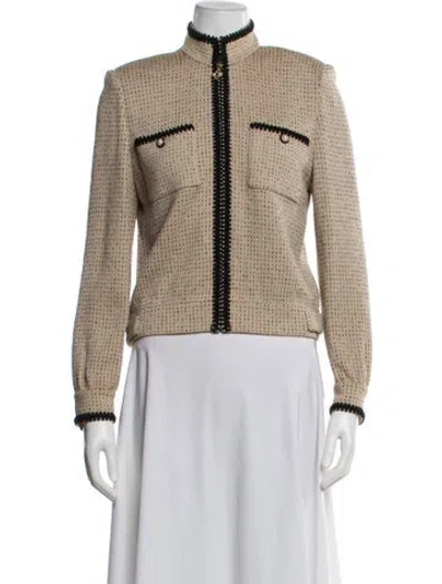Pre-owned St John Tweed Pattern Jacket In Neutral