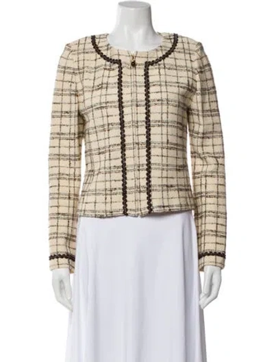 Pre-owned St John Tweed Pattern Jacket In Neutral