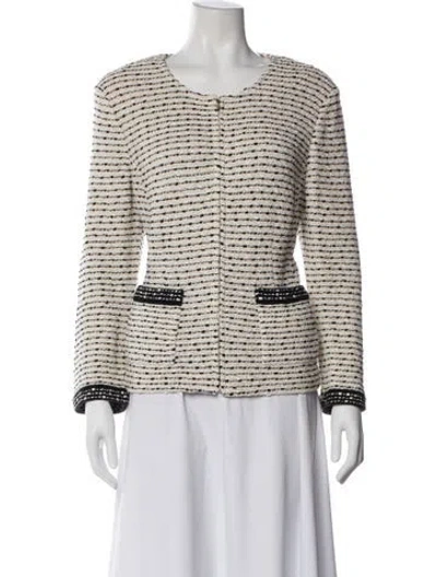 Pre-owned St John Tweed Pattern Jacket In Neutral