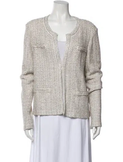Pre-owned St John Tweed Pattern Jacket In Neutral