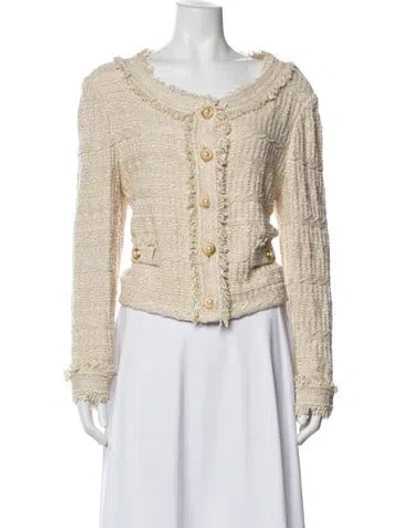 Pre-owned St John Tweed Pattern Jacket In Neutral