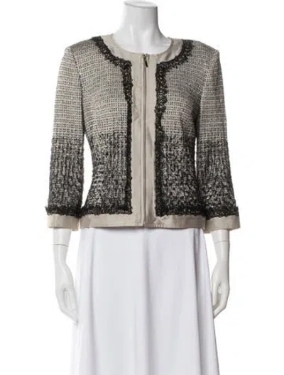 Pre-owned St John Tweed Pattern Jacket In Neutral