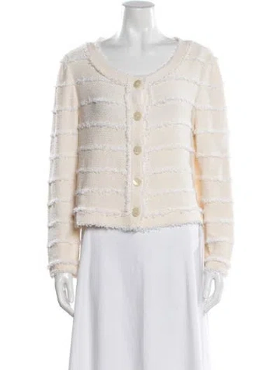 Pre-owned St John Tweed Pattern Jacket In Neutral