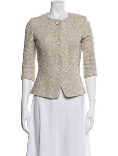 Pre-owned St John Tweed Pattern Jacket In Neutral
