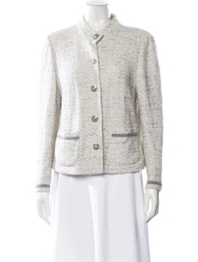 Pre-owned St John Tweed Pattern Jacket In Neutral