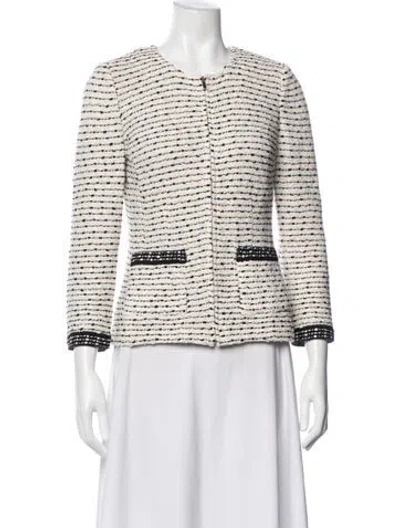 Pre-owned St John Tweed Pattern Jacket In Neutral