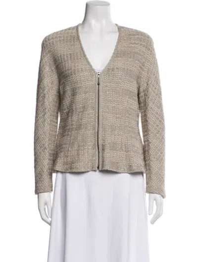 Pre-owned St John Tweed Pattern Jacket In Neutral