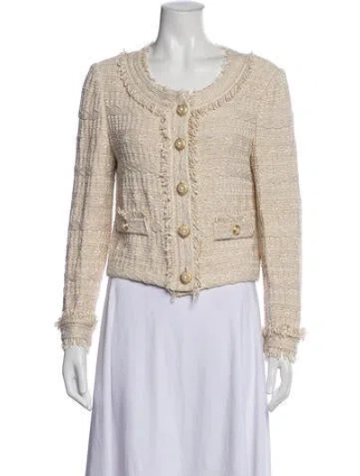 Pre-owned St John Tweed Pattern Jacket In Neutral