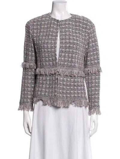 Pre-owned St John Tweed Pattern Jacket In Neutral