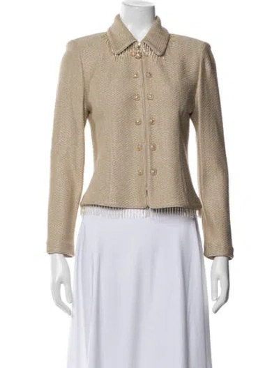 Pre-owned St John Tweed Pattern Jacket In Neutral