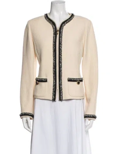 Pre-owned St John Tweed Pattern Jacket In Neutral