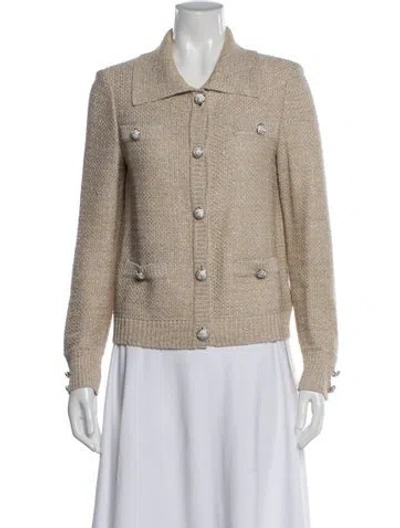 Pre-owned St John Tweed Pattern Jacket In Neutral