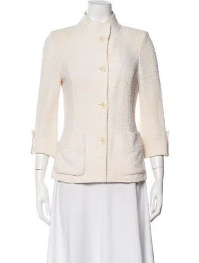 Pre-owned St John Tweed Pattern Jacket In Neutral