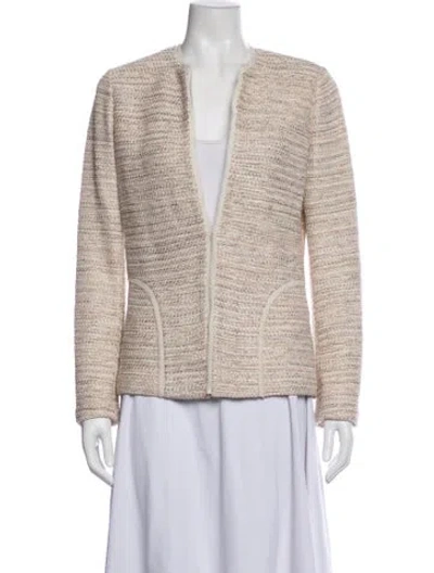 Pre-owned St John Tweed Pattern Jacket In Neutrals