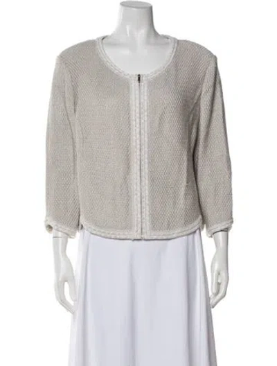 Pre-owned St John Tweed Pattern Jacket In Neutrals