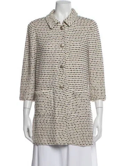 Pre-owned St John Tweed Pattern Jacket In Neutrals
