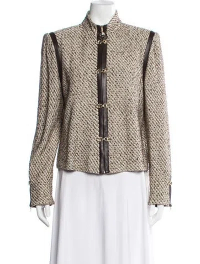 Pre-owned St John Tweed Pattern Jacket In Neutrals