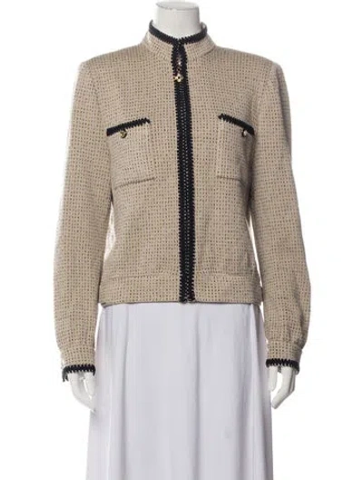 Pre-owned St John Tweed Pattern Jacket In Neutrals