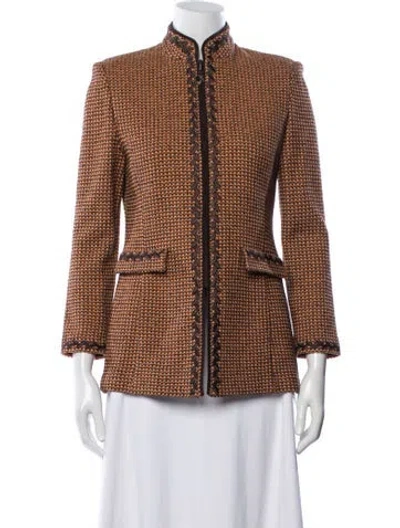 Pre-owned St John Tweed Pattern Jacket In Orange