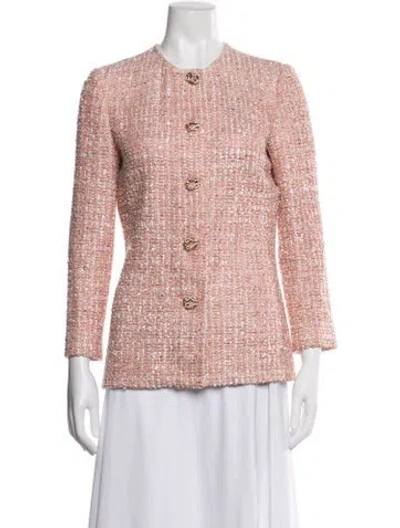 Pre-owned St John Tweed Pattern Jacket In Orange