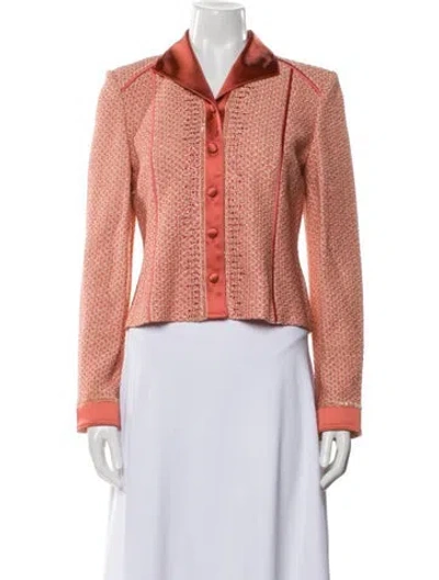 Pre-owned St John Tweed Pattern Jacket In Pink