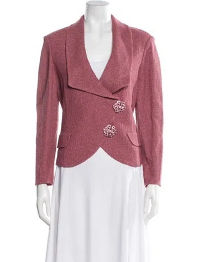 Pre-owned St John Tweed Pattern Jacket In Pink