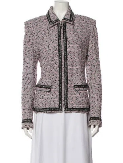 Pre-owned St John Tweed Pattern Jacket In Pink