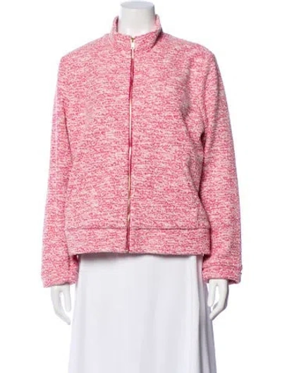 Pre-owned St John Tweed Pattern Jacket In Pink