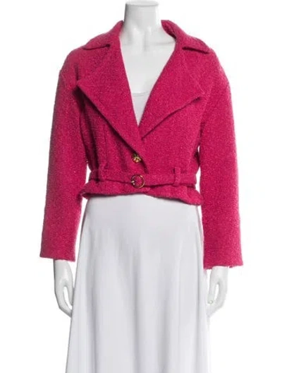 Pre-owned St John Tweed Pattern Jacket In Pink