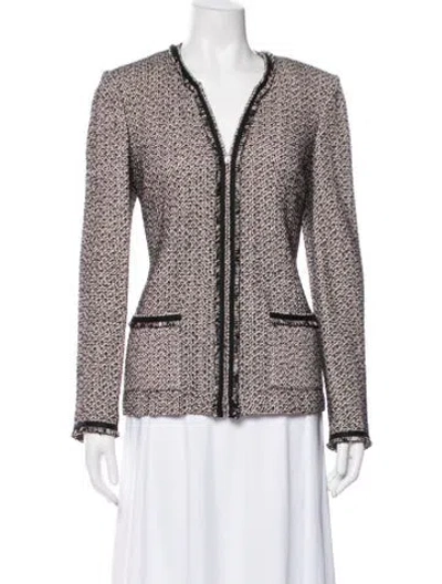 Pre-owned St John Tweed Pattern Jacket In Pink
