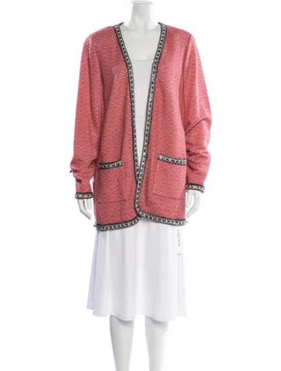 Pre-owned St John Tweed Pattern Jacket In Pink