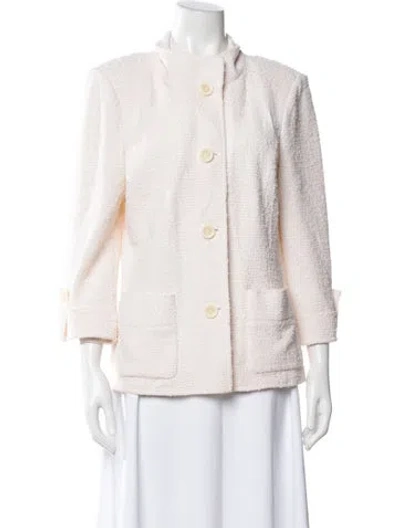 Pre-owned St John Tweed Pattern Jacket In Pink