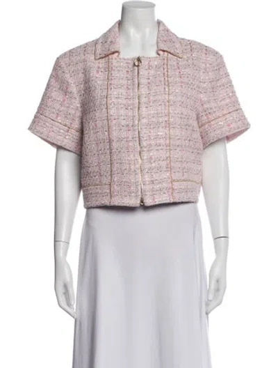 Pre-owned St John Tweed Pattern Jacket In Pink