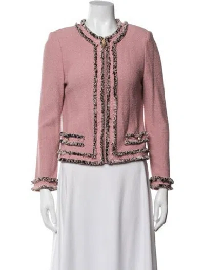 Pre-owned St John Tweed Pattern Jacket In Pink