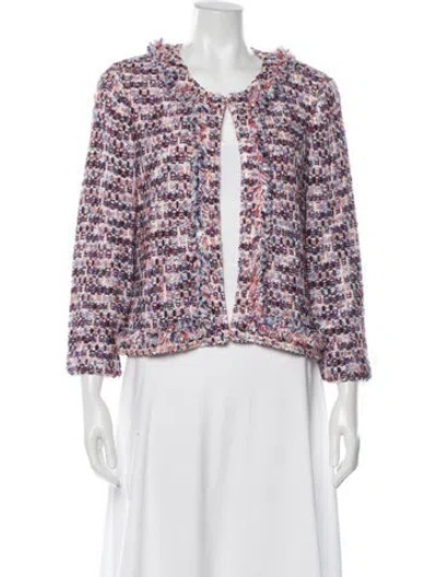 Pre-owned St John Tweed Pattern Jacket In Pink