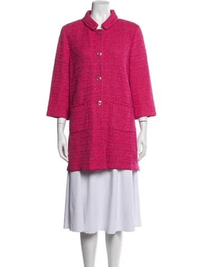 Pre-owned St John Tweed Pattern Jacket In Pink