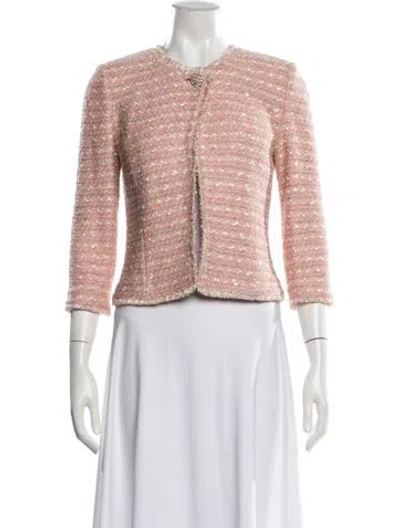 Pre-owned St John Tweed Pattern Jacket In Pink